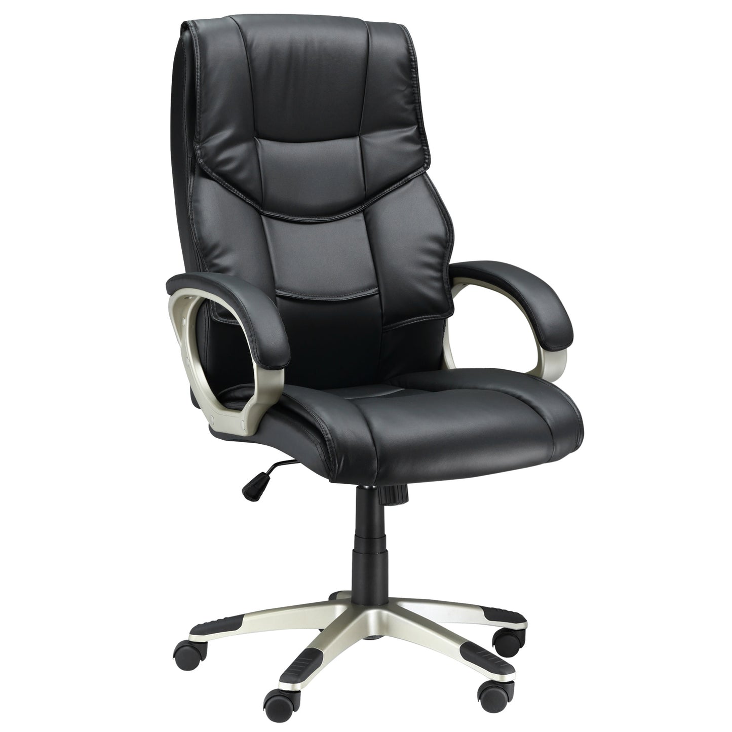 Home Office Chair High Back Computer Desk Chair With Faux Leather Adjustable Height Rocking Function Black