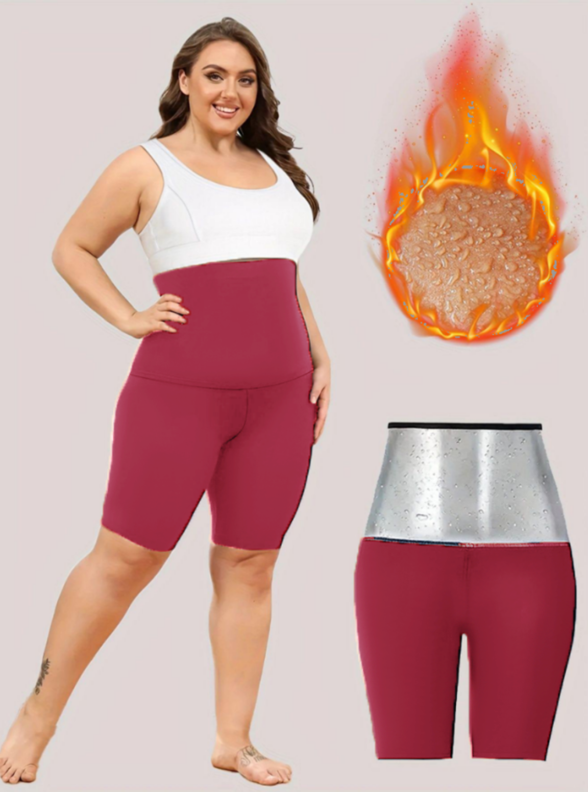 Plus Size Sauna Sweat Shorts For Women Slimming Compression Workout Thermo Waist Trainer Slimming Leggings Pants Body Shaper