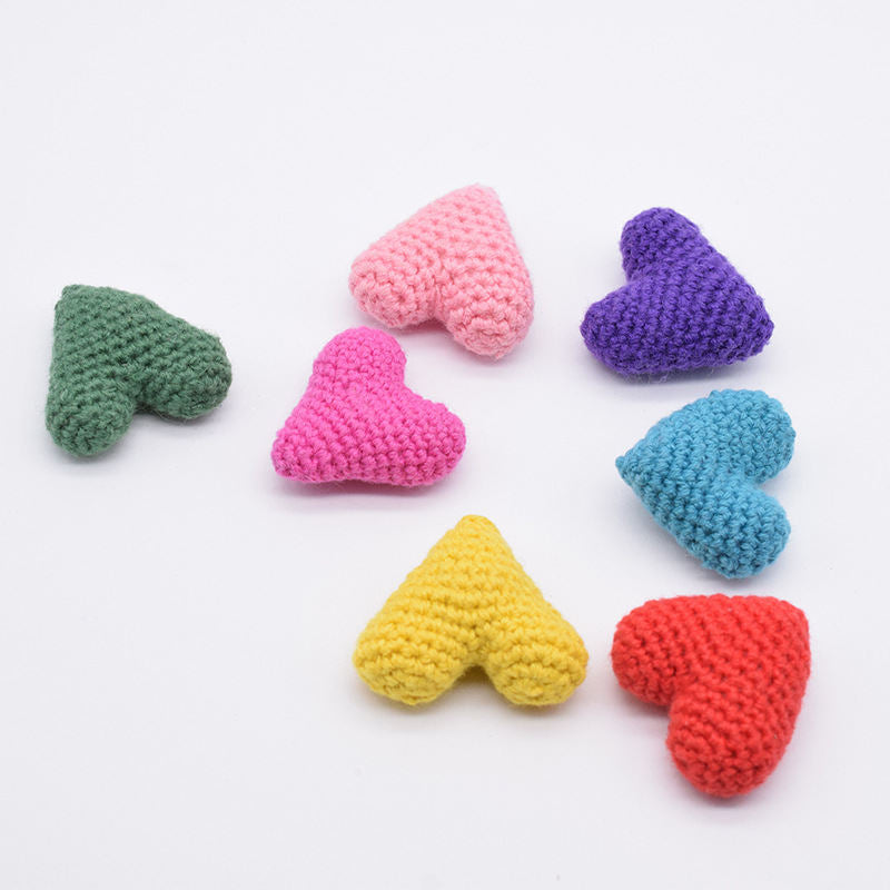 Love Semi-finished Products Accessories Hand-crocheted Wool Cotton Filled Knitted Peach Heart