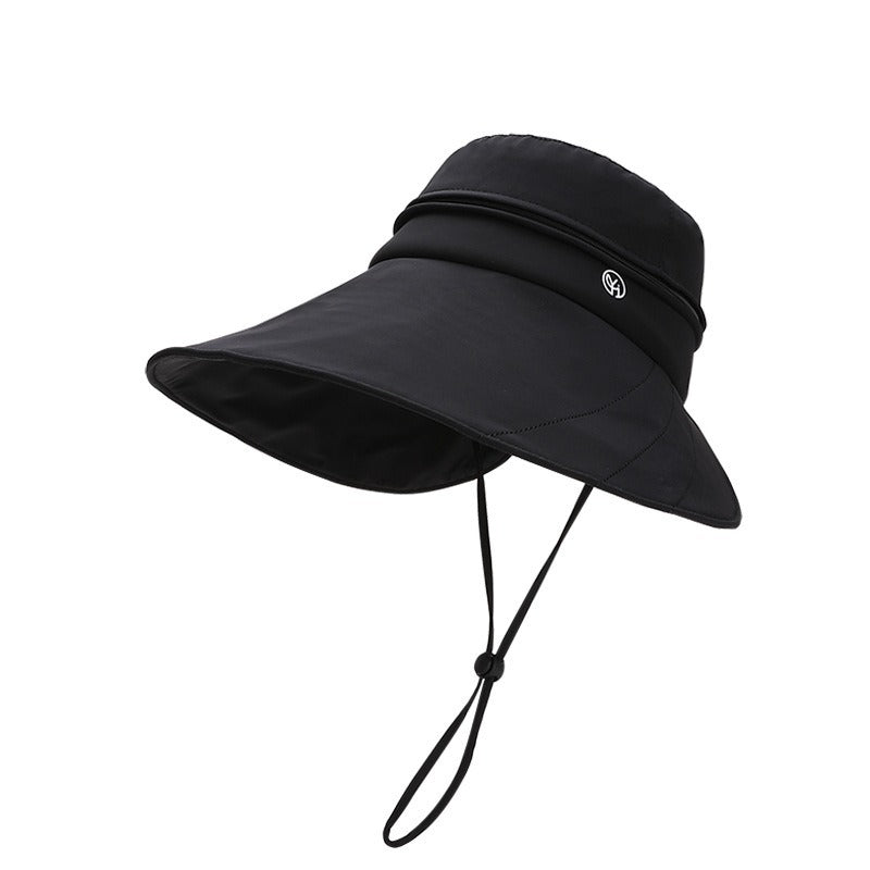 New Summer Vinyl Sun Protection Hat, Windproof Oversized Wide Brim For Women, UV Protection, Versatile For Outdoor Casual Wear
