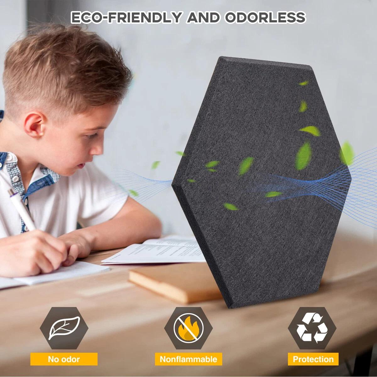 Support pan European shipping--6  Hexagon Sound Panels, 9mm Thick Acoustic Panels, Polyester Fiber Wall Tiles, 12-Pack For Home Studio/Office Noise Reduction