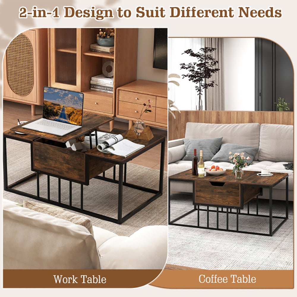 Lift Top Coffee Table Modern Center Table With Hidden Storage Compartment With Anti-slip Feet For Living Room, Reception Room Or Office