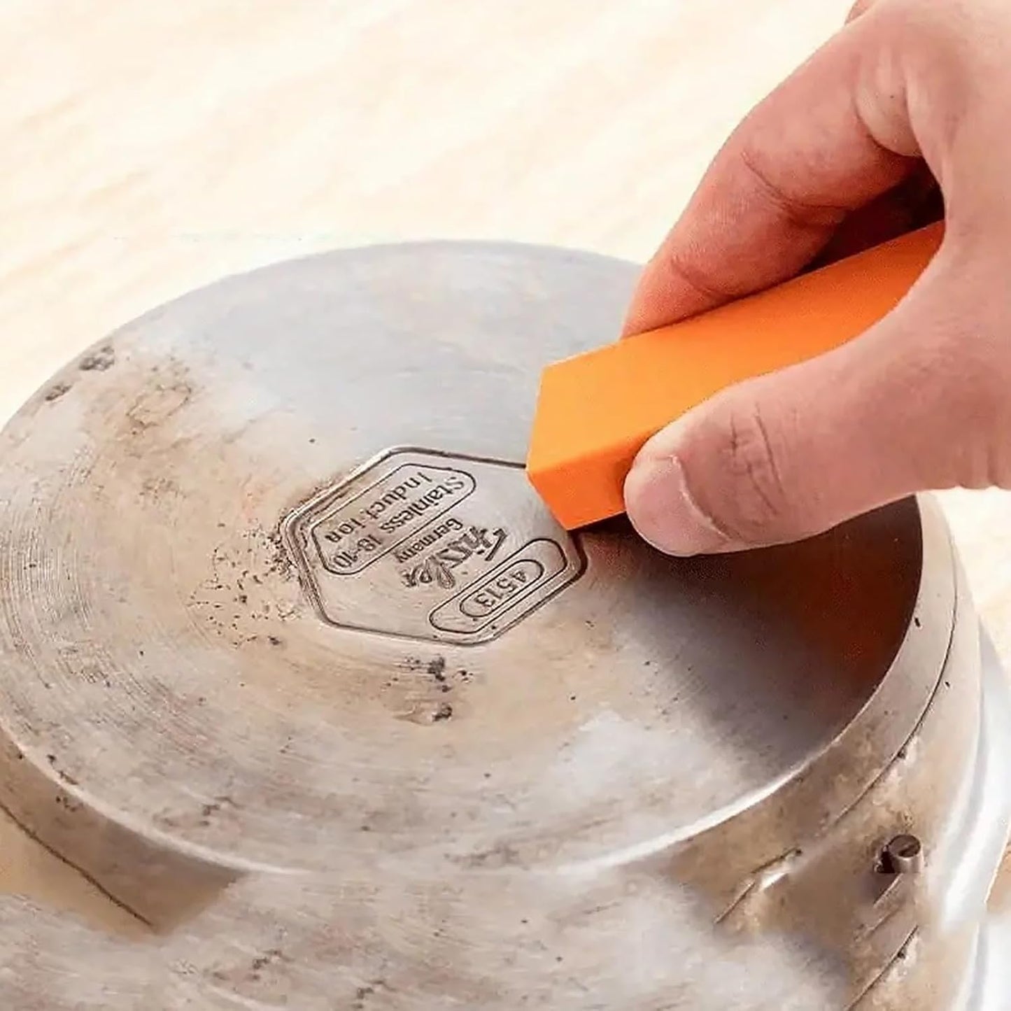 Stainless Steel Decontamination Scratch Eraser,Magical Rust Eraser Stainless Steel Stain Remover, Rubber Rust Cleaning Eraser For Kitchen, Bathroom, Household Orange Colour