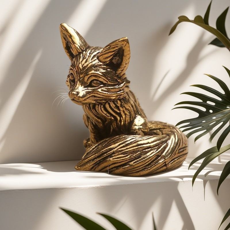 Fox Ornament For Study Or Office Desk Solid Forged Copper Tea Pet