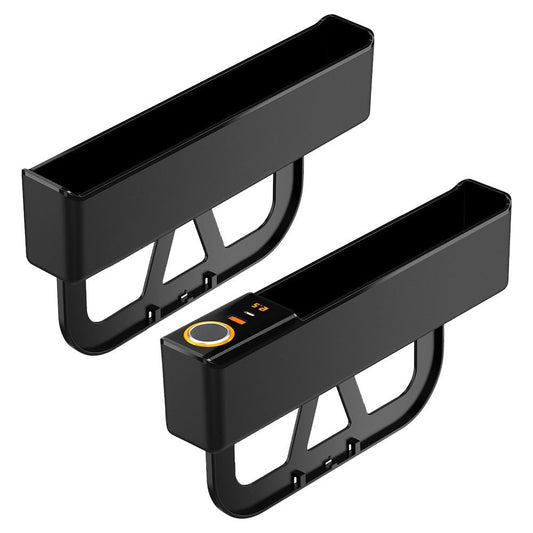 Rechargeable Seat Gap Storage Box Phone Holder Organizer Black Car Accessories