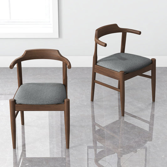 Mid-Century Modern Gray Fabric Dining Chair With Solid Wood Frame 18.50   L X 22.50   W X 28.00   H Farmhouse Kitchen Side Chairs With Foot Pegs   Set Of 2