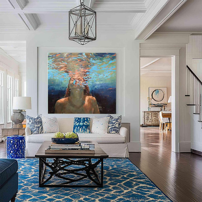 Hand-Painted Oil Painting Canvas Acrylic Modern Wall Art Abstract Texture Swimming Lover Artwork Home Decoration For Bedroom Living Room Decor