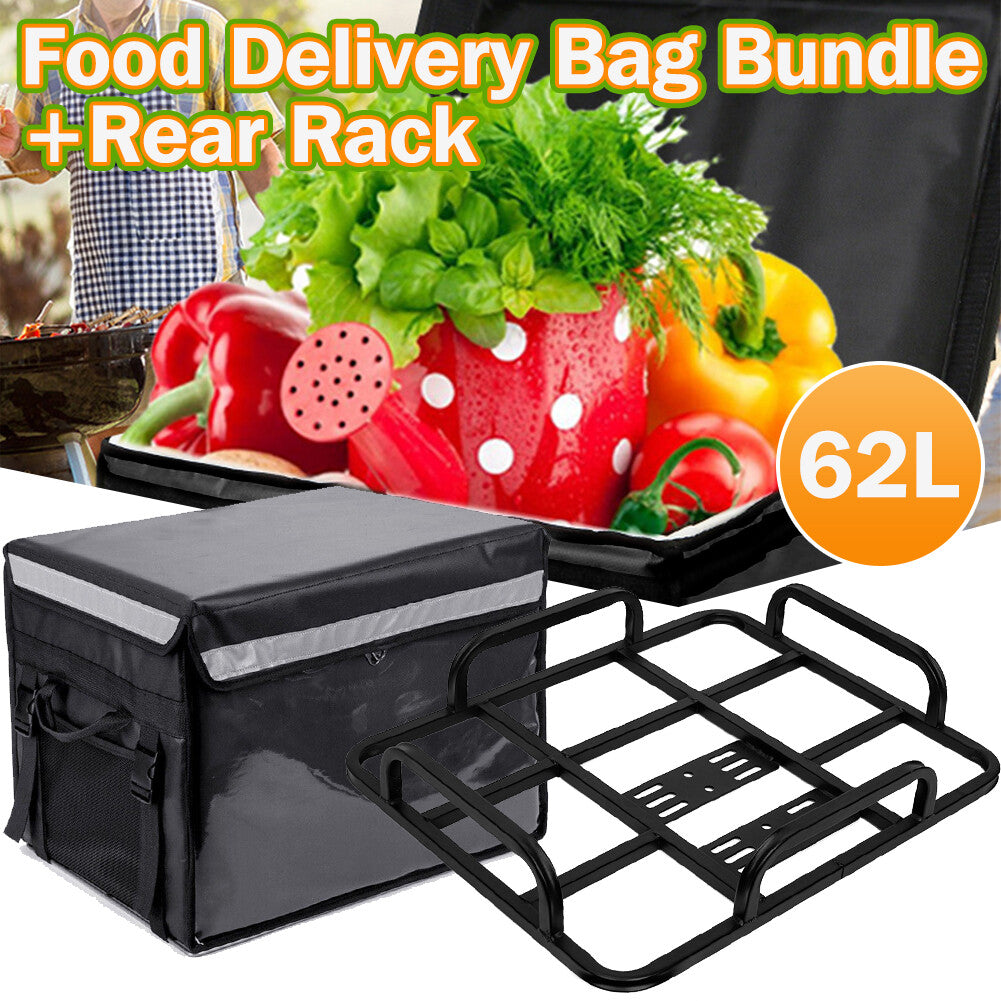 62L Food Delivery Bag  Rear Rack For Motorcycle Bike Food Delivery Drivers Kit