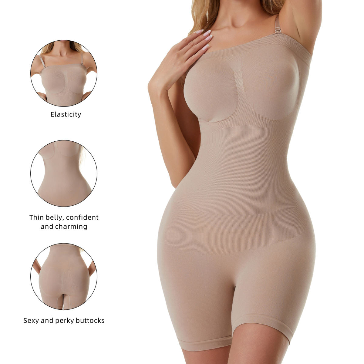 Plus Size Women Camisole Shapewear Bodysuit, Tummy Control Butt Lift Slimming Shaping Shorts Body Shaper
