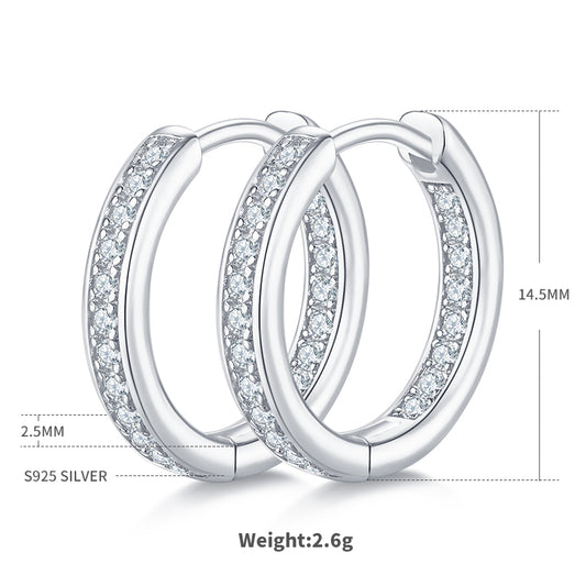 S925 Sterling Silver 40pcs Moissanite Huggie Hoop Earrings Women 14.5mm Platinum Plated GRA Certified Hypoallergenic Gift Box