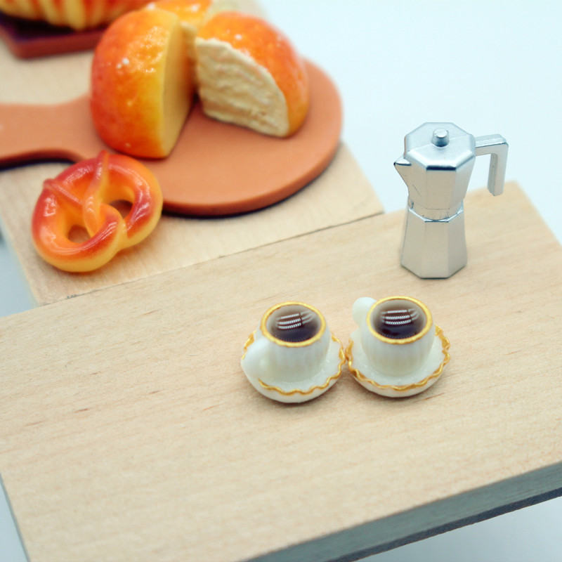 Dollhouse Miniature Food Play Bread Breakfast Coffee Set OB11 Model Photography Props And Scene Setting