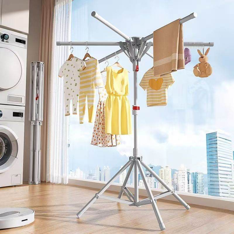 Balcony Home Small Folding Floor Standing Clothes Drying Rack