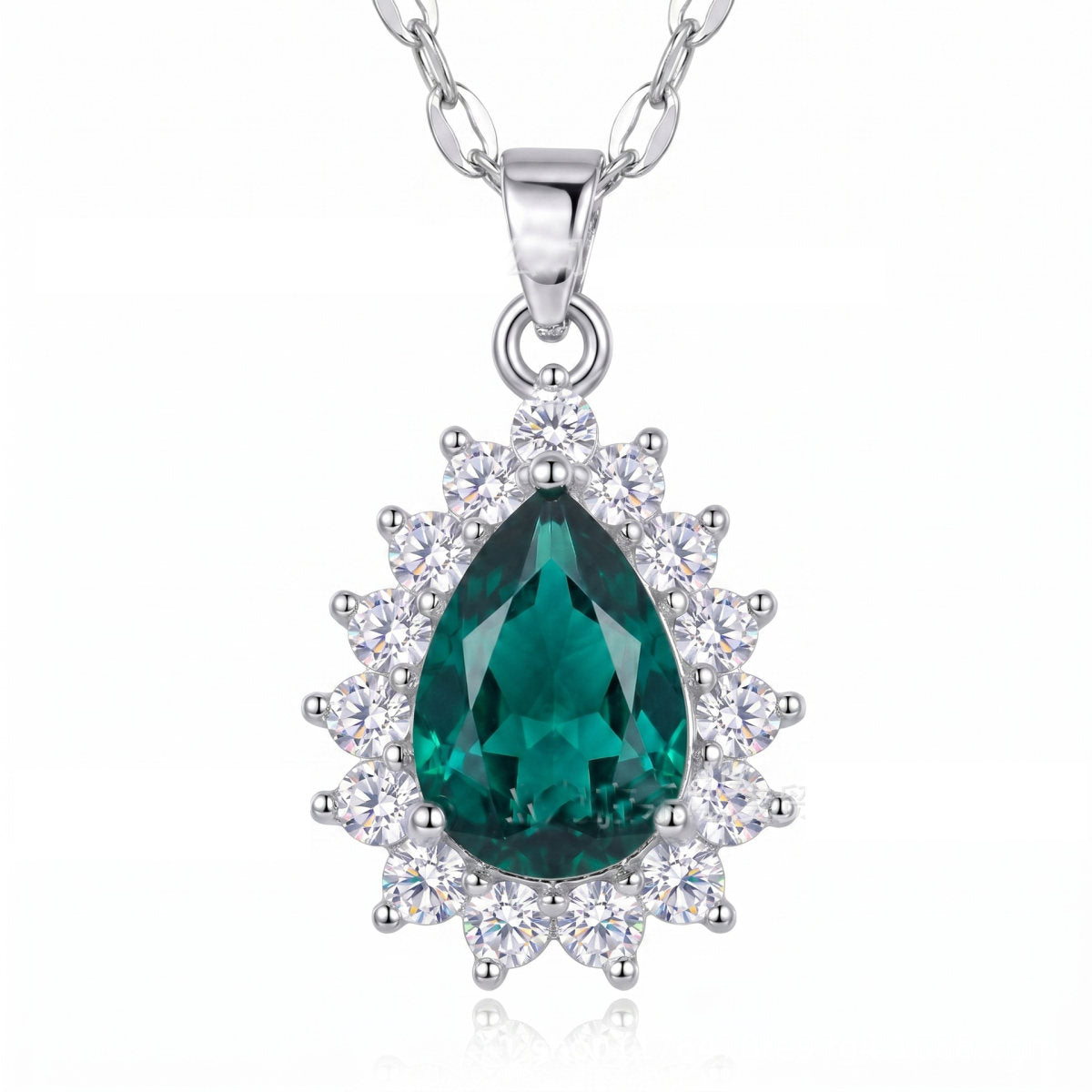 Emerald Gem Crystal Short Necklace Lockbone Chain Light Luxury Retro Simple Fairy Zircon Water Drop Heart-shaped Women's Fashion