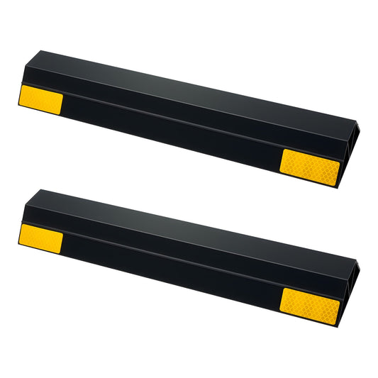 Parking Stopper, 16 Inch 2 Pcs Heavy Duty Parking Aid For Garage, PP Curb Garage Floor Stopper With Reflective Strips, Vehicles Gadgets For Cars Vans Trucks Tire Wheel Guide Block Stops Bumpers