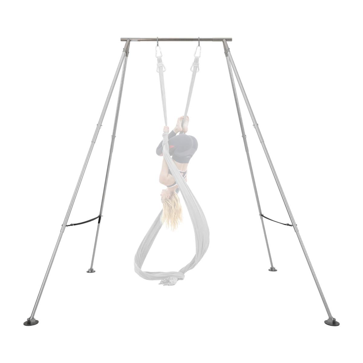 Yoga Stand Frame, Max 310 Lbs Load Swing Stand, Triangular Structure Pull Up Stands, Aerial Silk Stands With Height Adjustable & Aluminum Frame Legs, Stainless Steel Top Bar
