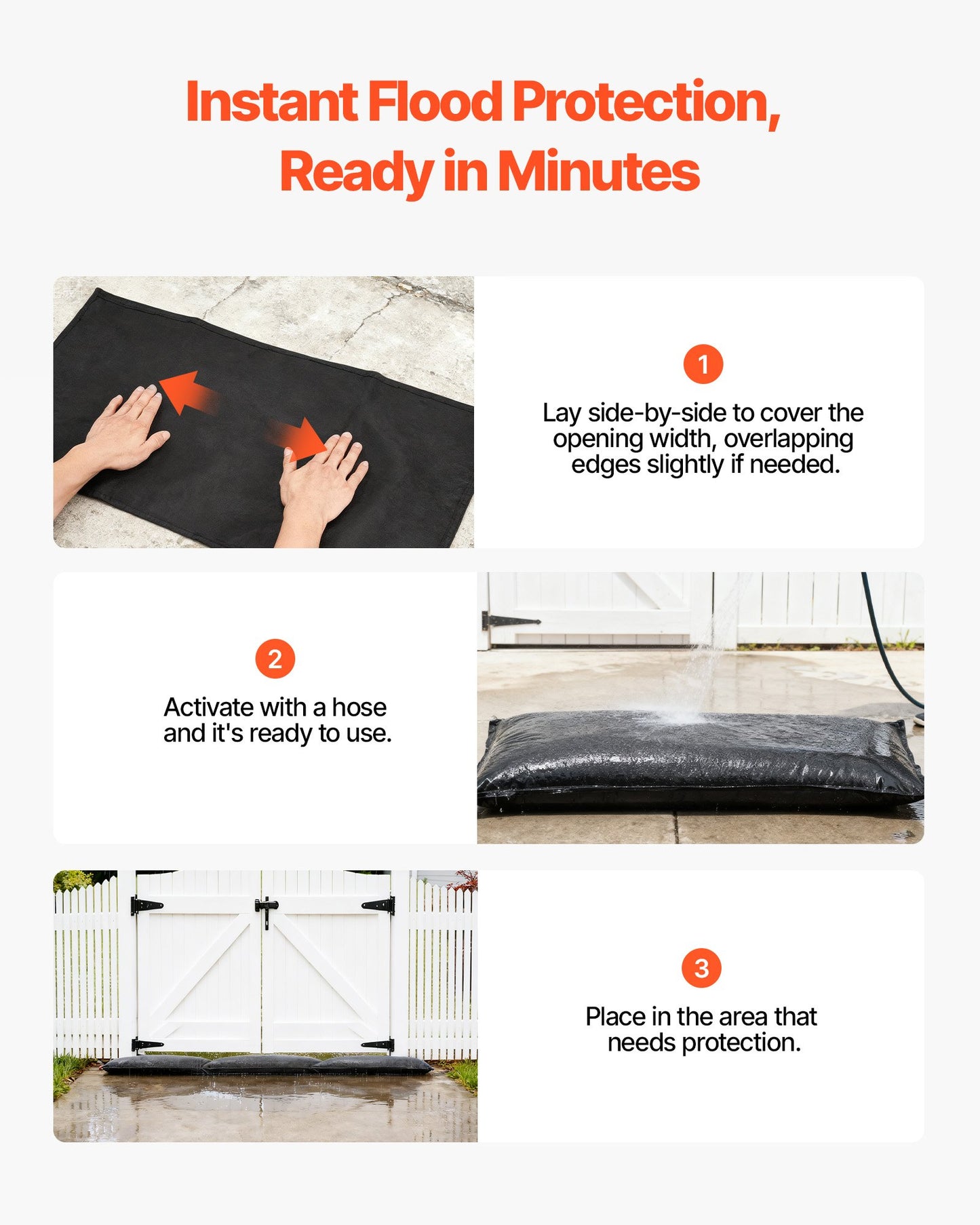 Flood Barrier, 6 Pack, 830 X 430 Mm Flood Bags Activated By Water, Water Absorbent Barrier, Sandless Sandbags Blockage, Flooding Prevention Bags For Home, Doorways, Basement, Garage