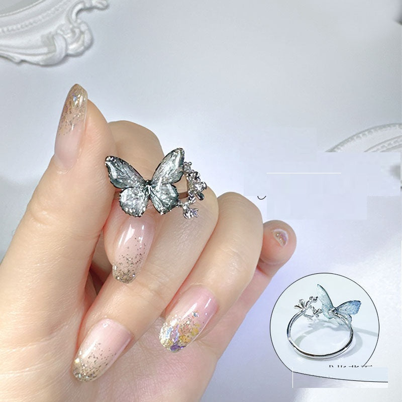 Retro Ice Gray-blue Butterfly Hair Clip Headpiece