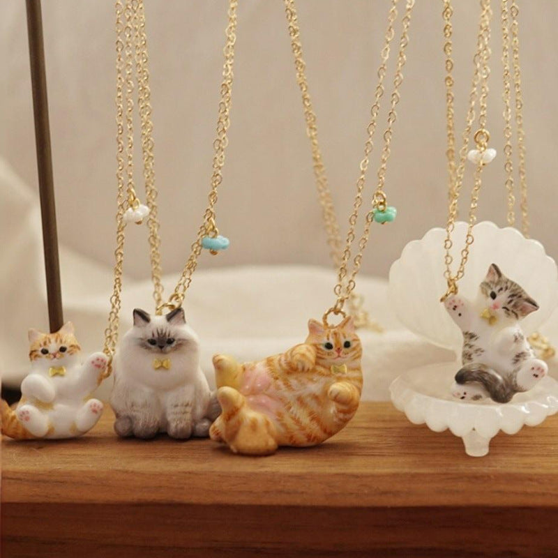 New Animal Series Oil-Drop Cute Cat Pendant Necklace