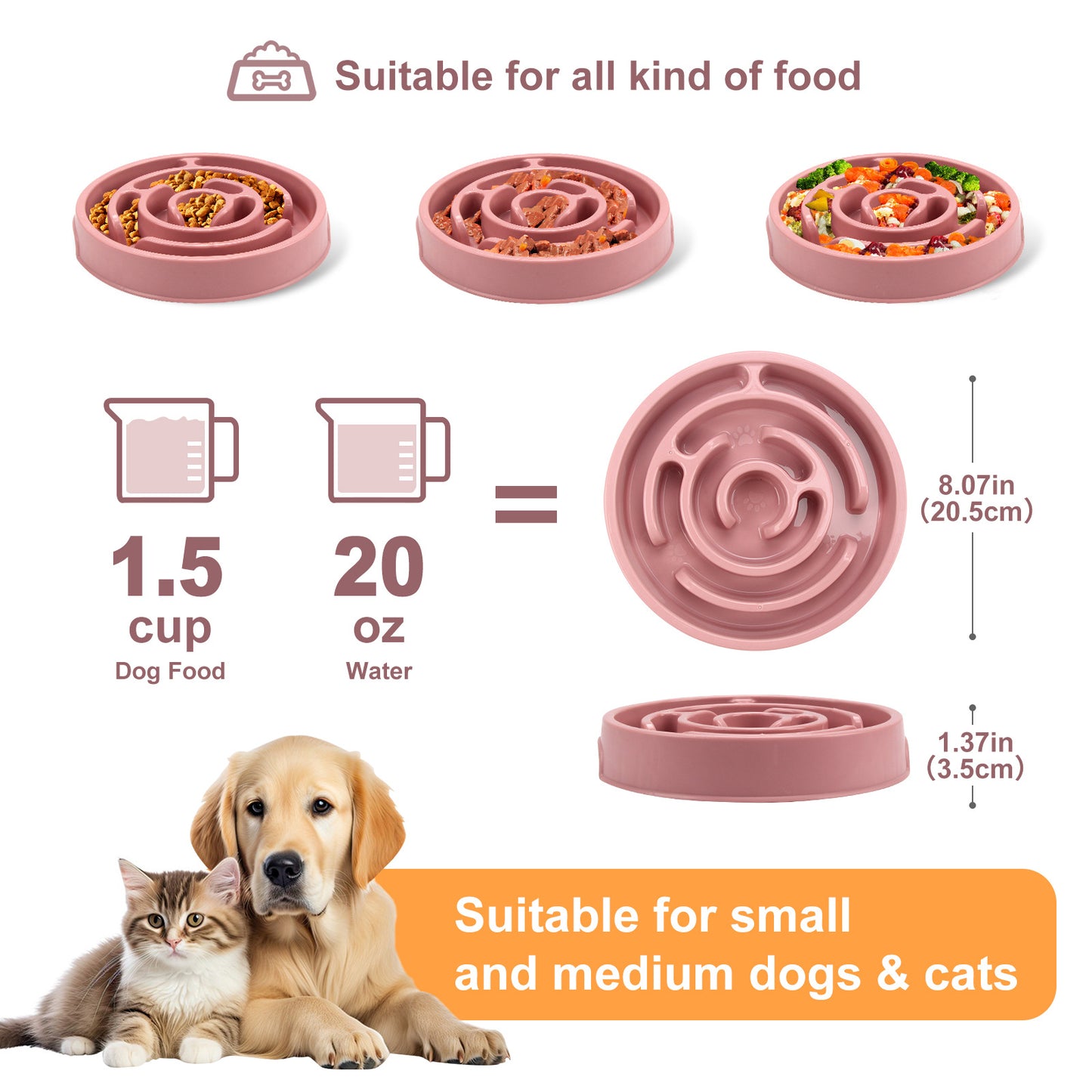 New Pet Bowl Slow Feeding Bowl Anti-choke Slow Food Bowl PP Material Neck Protection