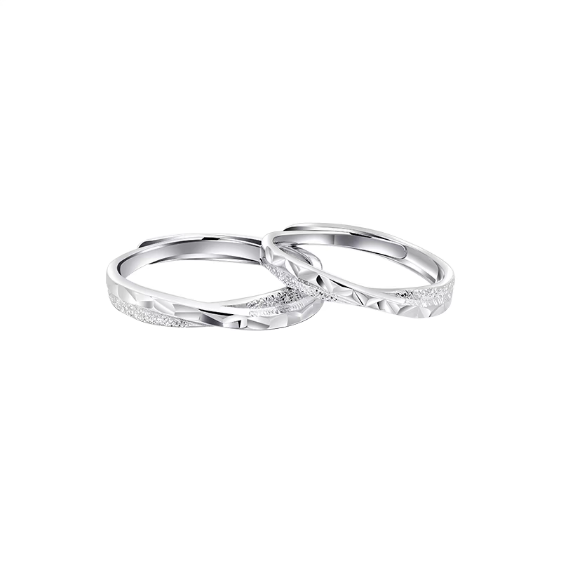 1 Pair 999 Sterling Silver Star & Sea Twisted Couple Rings, Minimalist Romantic Promise Rings, Ideal Valentine's Day Gift For Lovers
