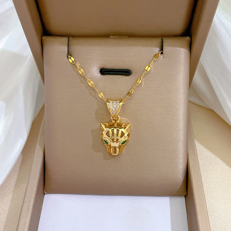 Hollowed-out Leopard-head Light-luxury Fashion Necklace For Women