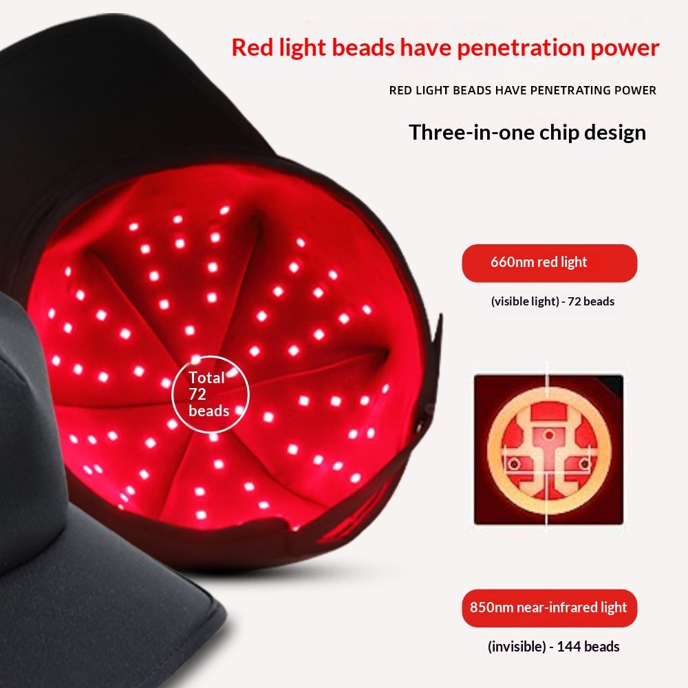 Portable Red Light Hair Growth Cap Oil Control & Hair Nourishing 72 LED Tri Core Light Beads Red Light Therapy Hair Cap