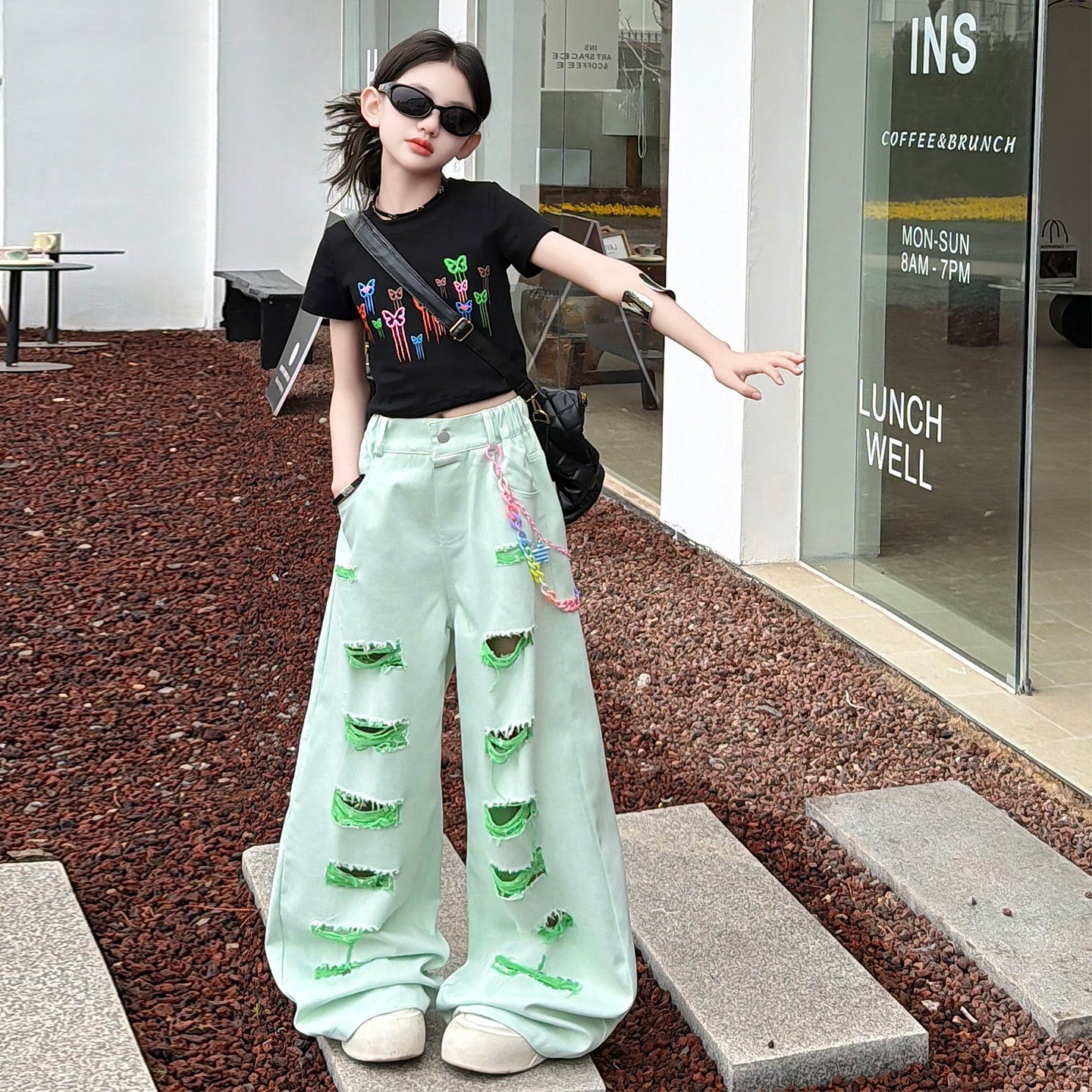 New Summer Wide-Leg Pants For Girls Korean-Style Chic Two-Piece Set