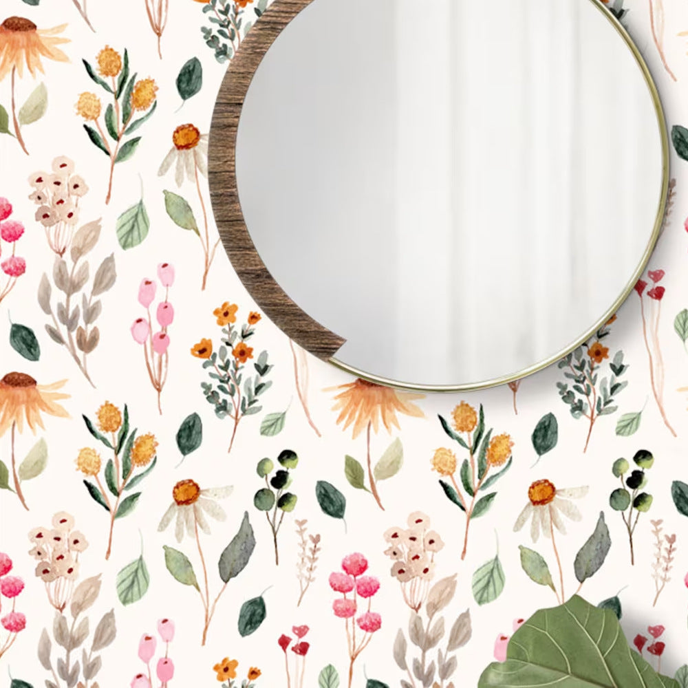 Removable Green Plants And Flowers Seamless Self-adhesive Wall Decor