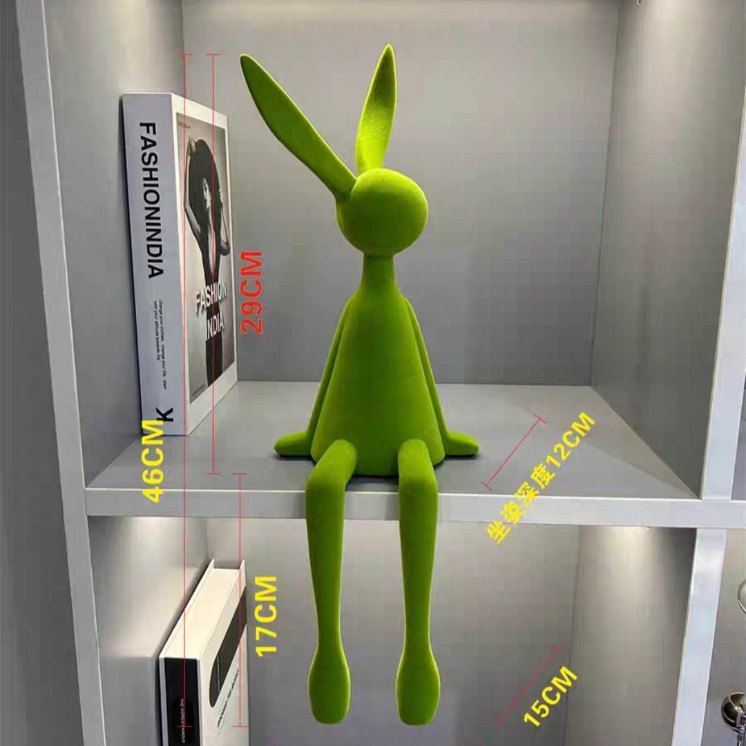 Creative And Minimalist Flocked Rabbit Figurine For Home Decor