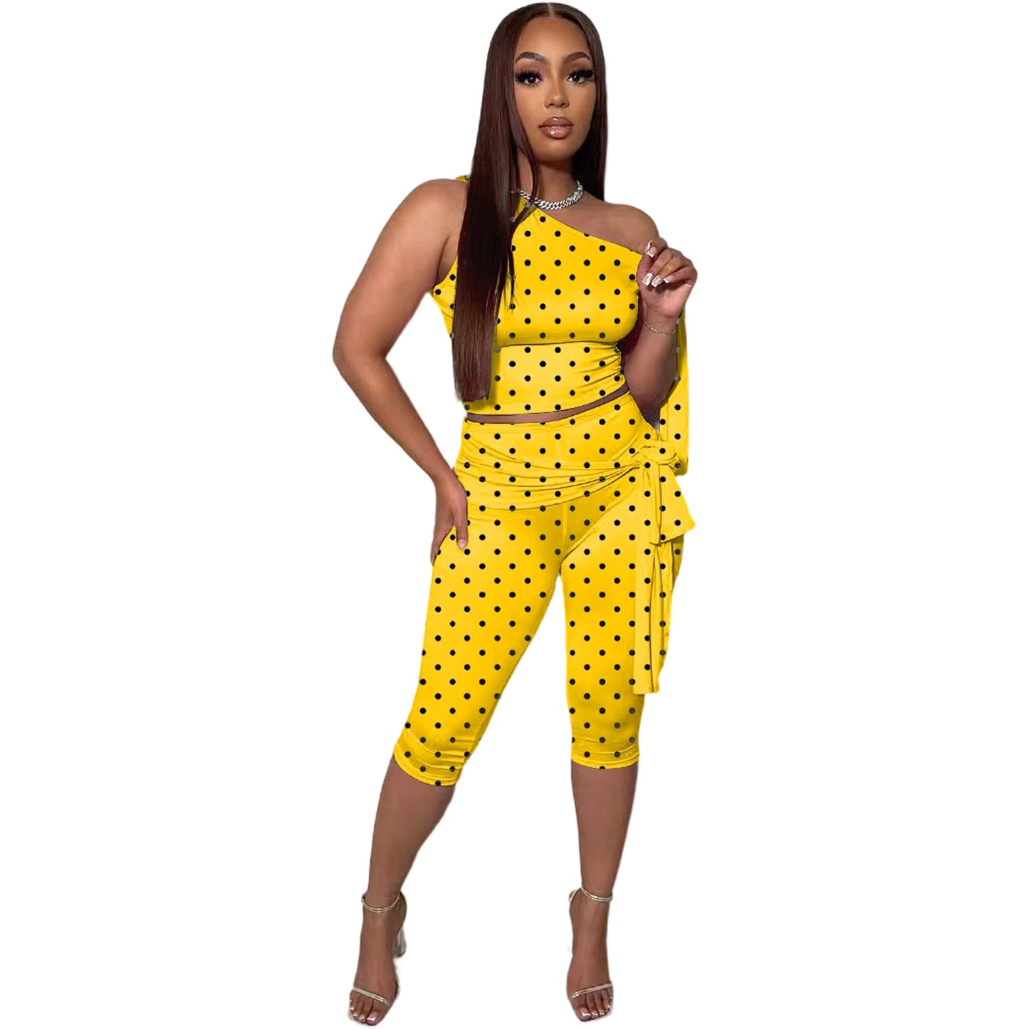 Fashion Casual Two-piece Set With A One-shoulder Strap Design