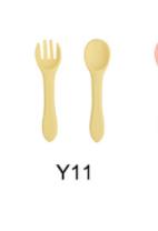 High Quality Natural 100 Food Grade Inventory Easy To Rinse Spoon Weaning Unbreakable Rubber Fork Dishwasher Safe Feeding Set