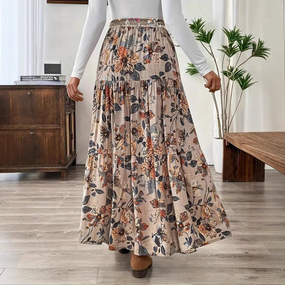 Fashionable Printed Waist-cinching Slimming Skirt Professional And Elegant For The Office