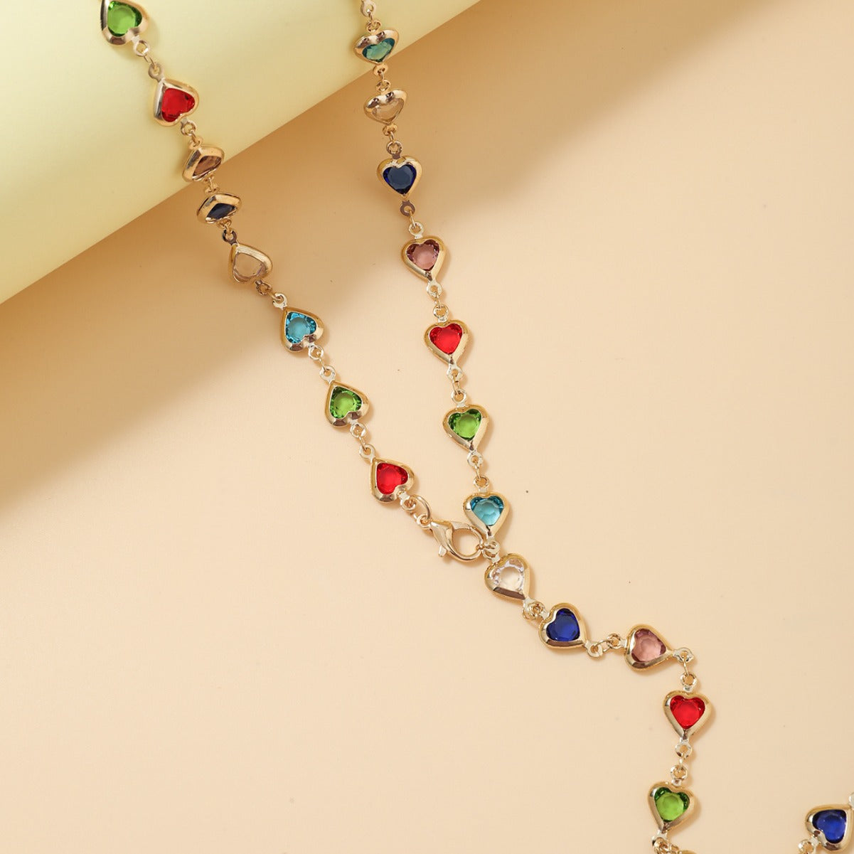Cross-Border European Fashion Jewelry, Colorful Crystal Chain Necklace, Sweet Tassel Alloy Multi-Layer Clavicle Chain For Women