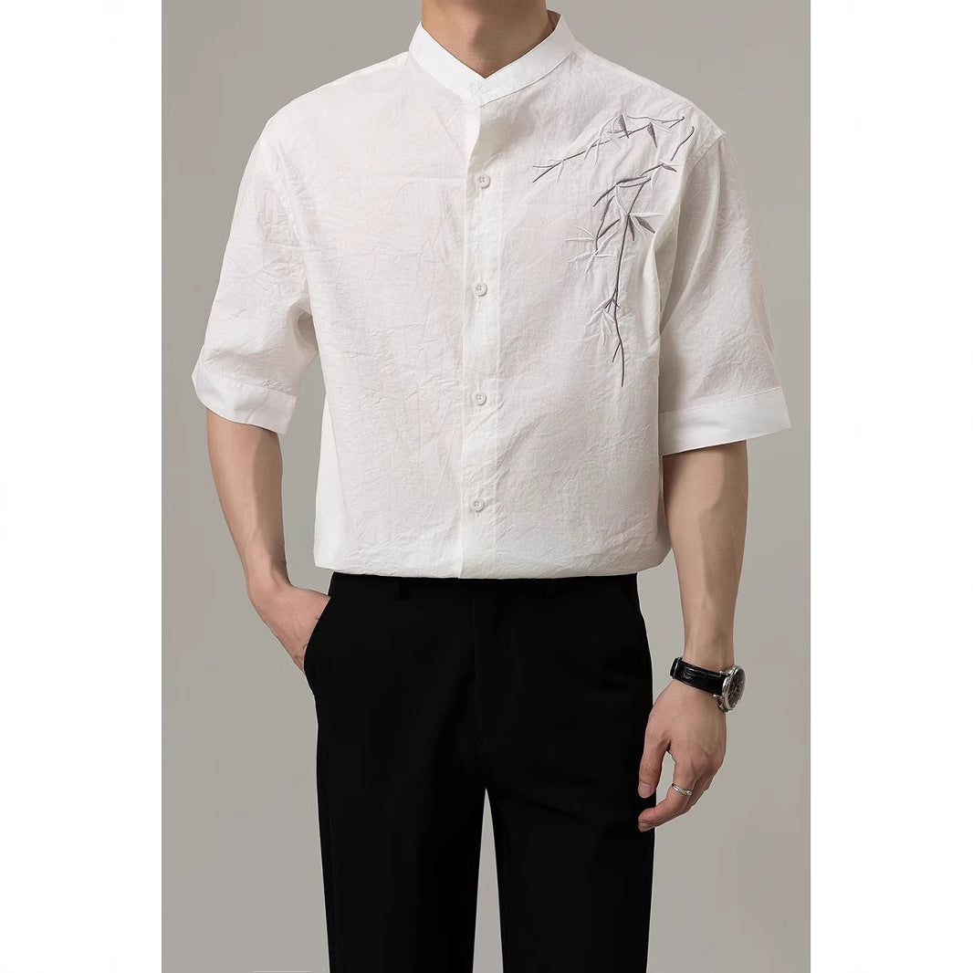 Korean-style Loose-fit Short-sleeve Shirt For Men