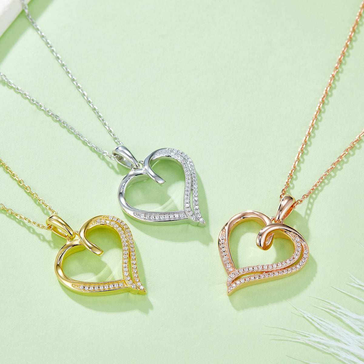 4g S925 Sterling Silver 49 Stones Moissanite Heart Necklace 45cm  Asymmetric Double Row Pendant With GRA Certificate, Platinum Plated Romantic Jewelry Gift Box Set For Women