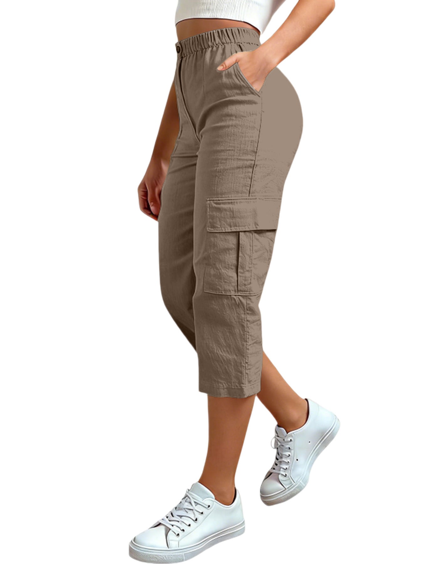 Loose-fit Casual Pants With Multiple Pockets Cross-border Fashion Cropped Trousers
