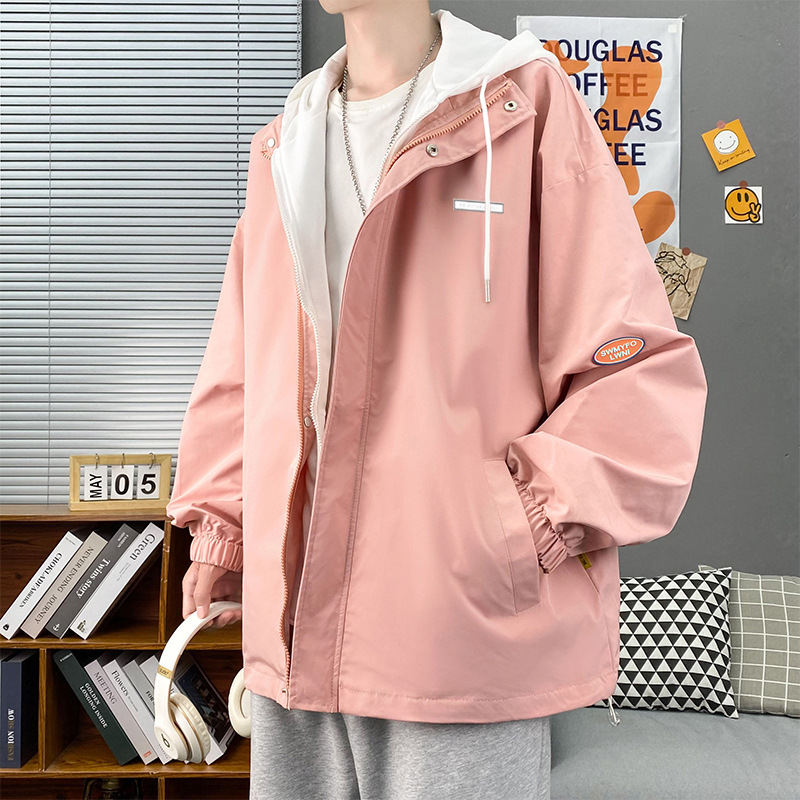 Mens Slim-Fit Hooded Jacket Korean-Style Trendy