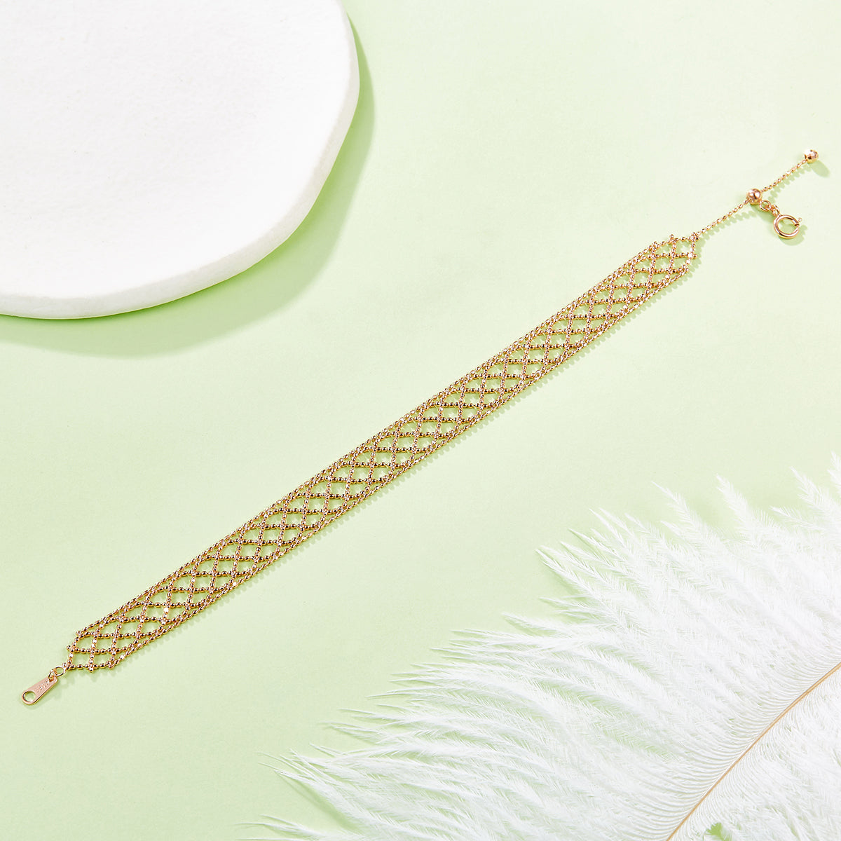 S925 Sterling Silver 10mm Wide Hollow Mesh Bracelet 18.5cm Adjustable 3.1g Platinum Gold Rose Gold Plated Gift Box