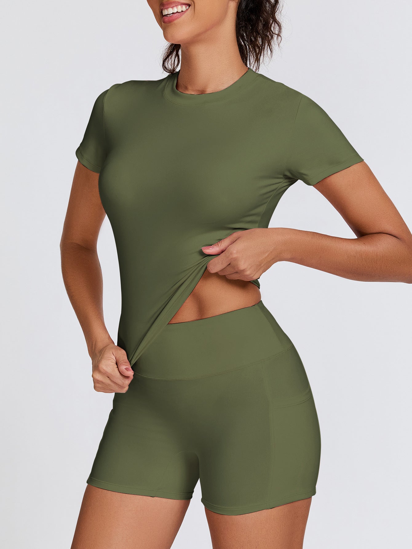 Womens Tight-Fit High-Elastic Yoga Set Outdoor Running Fitness Two-Piece Separates