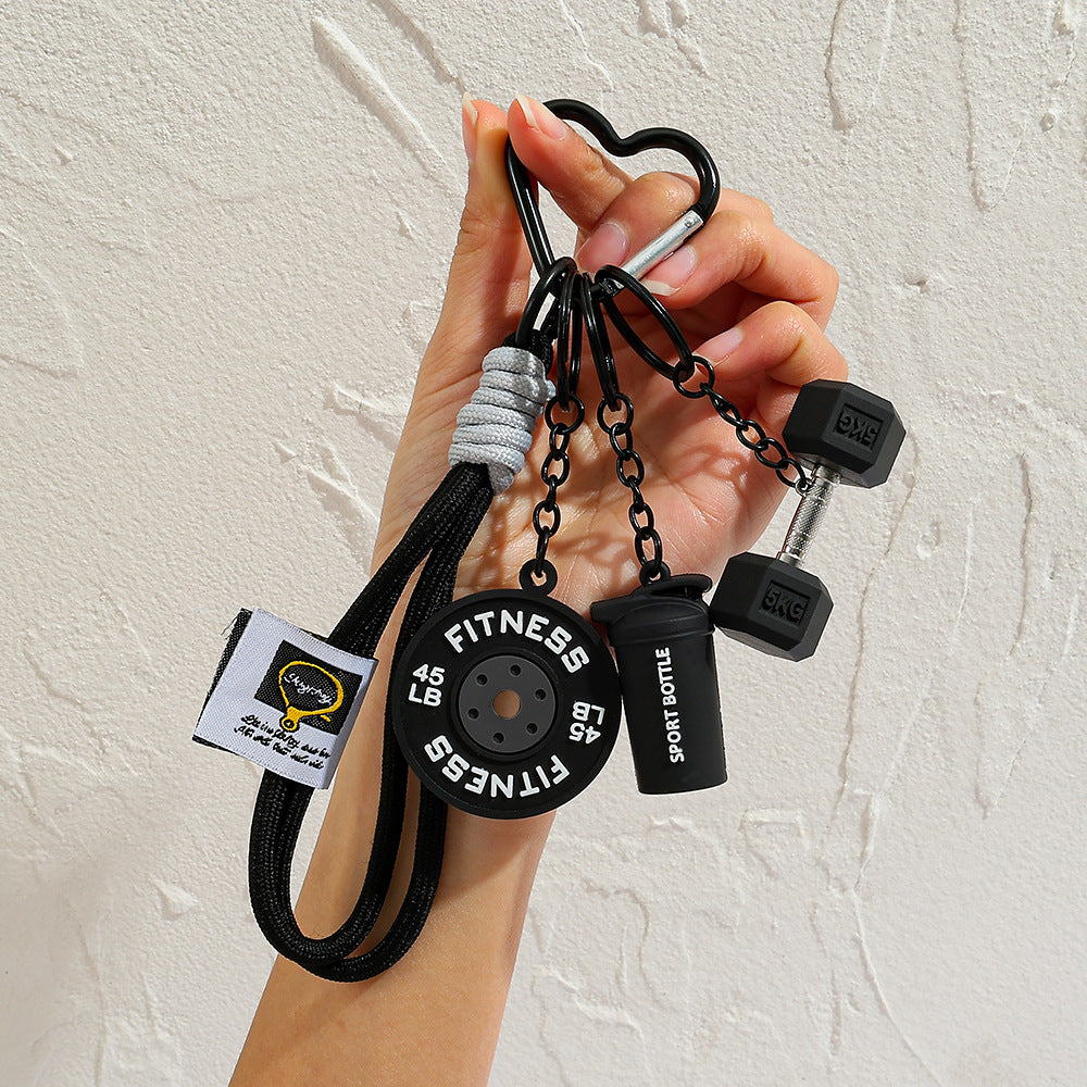 Fitness Dumbbell Keychain Pendant Couples Car  Bag Key Chain  Sports Charm Ornament