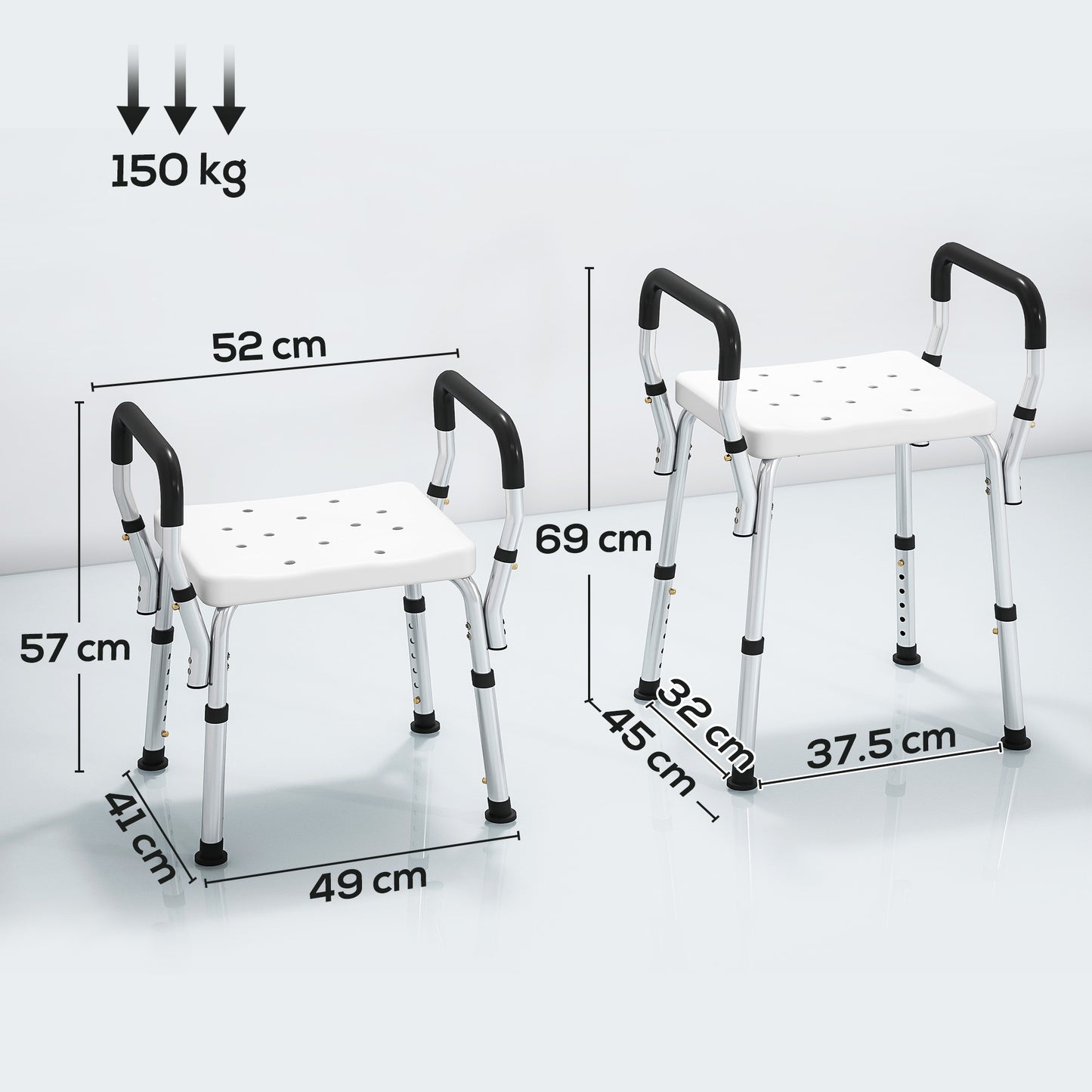 57-69cm Aluminium Frame Bath Seat