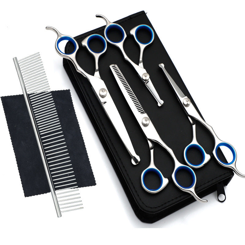 Pet Scissors, Stainless Steel, Black, Round Tips