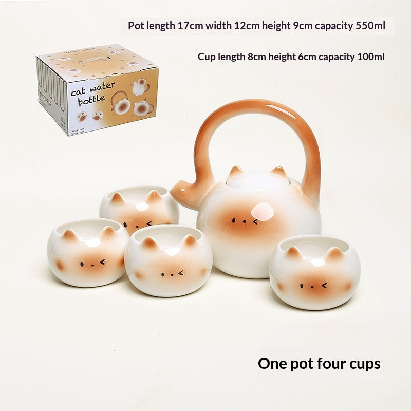 Creative Handle Teapot Siamese Cat Tea Cup And Teapot Set