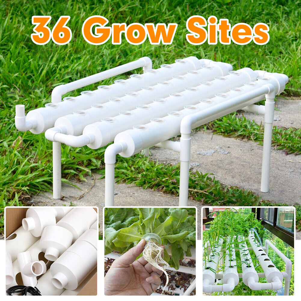 36 Sites Hydroponic Grow Tool Kits Vegetable Garden System Home Water Pump PVC