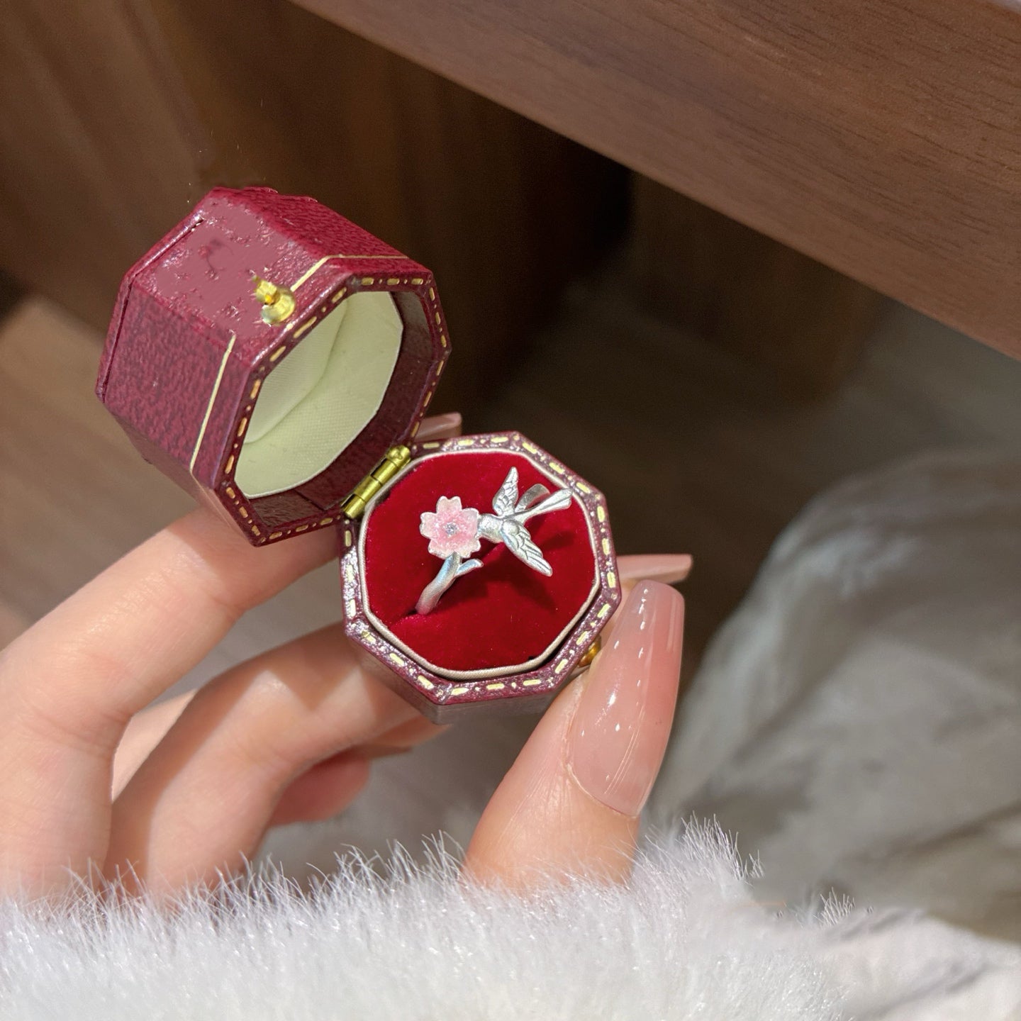 1pcs 999.9 Sterling Silver Micro-Inlaid Enamel Swallow Ring, Luxury Elegant Style, Ideal For Birthdays & Holiday Gifts