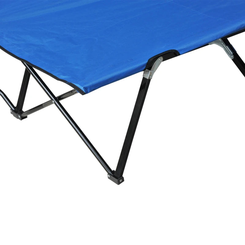 2 Person Folding Camping Cot For Adults, 50Extra Wide Outdoor Portable Sleeping Cot With Carry Bag, Elevated Camping Bed, Beach Hiking, Blue