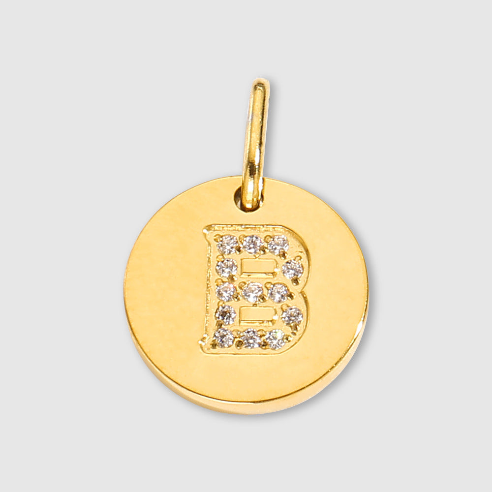 Diamond-Encrusted Jewelry Accessories Stainless Steel Letter Pendant