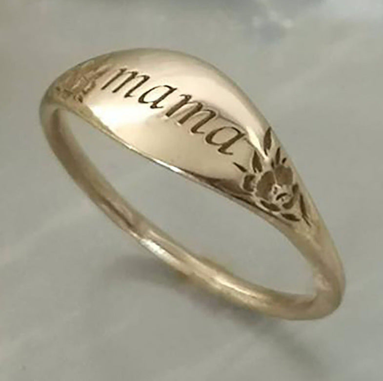 Weiwan Wish Best Seller In Europe And America New Simple Fashion Mama Letter Holiday Gift Ring