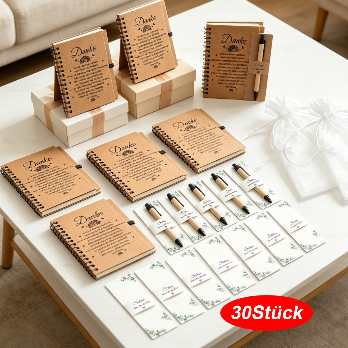 Teacher Thanksgiving Gift Set: 12 "Schön Dass Du Da Bist" Power Cards With 6 Notebooks, Pens & Organizer Party Accessories Set