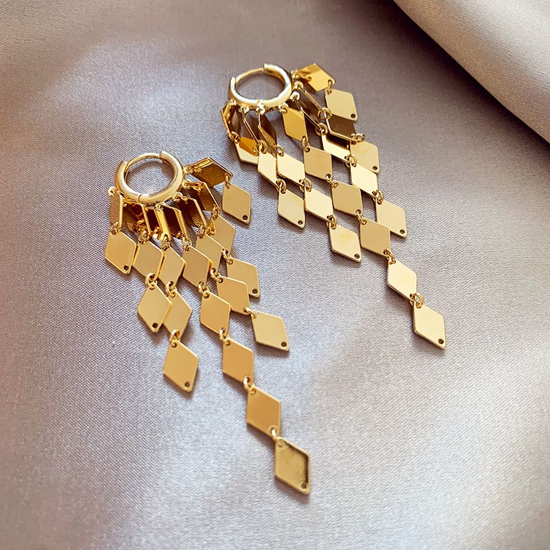 Golden Diamond Sequins Tassel Ear Cuffs, 2026 New Hot Light Luxury Earrings